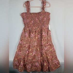 Winslow Collection Woman’s Blushing Beauty Smocked Midi Pink Floral Dress Sz 3XL